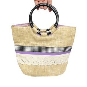 Vintage Victorias Secret Woven Boho Eyelet Trim Bag